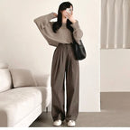 Orders surge! Basic loose-fitting knit long-sleeved shirt