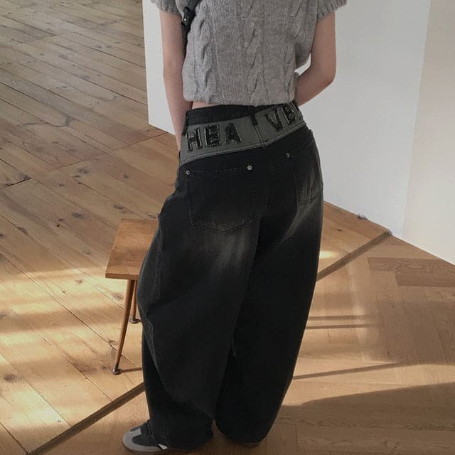 【🖤彎刀褲】Heaven Patch Wide Jeans
