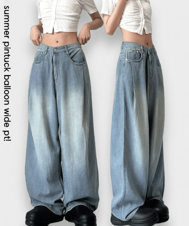 [Summer Fabric] Fresh Pintuck Wide Denim