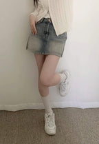 [Korean Hot Item!] Washing Denim Mini Skirt 