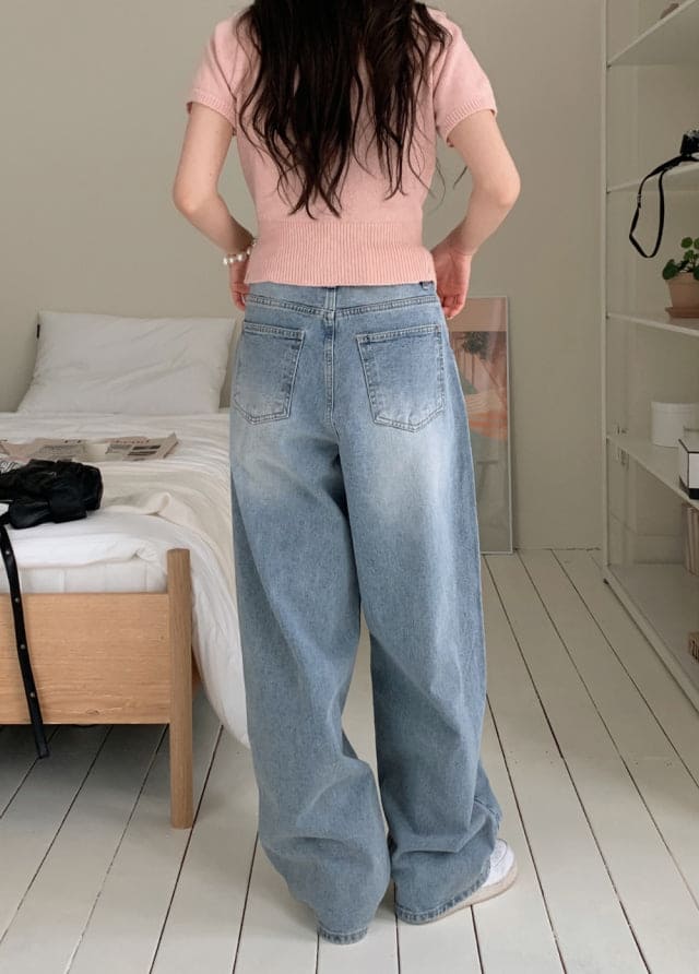 [Lazy Style] Pintuck Balloon Wide Denim