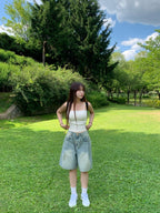 【慵懶風】Balloon Denim Half Pants