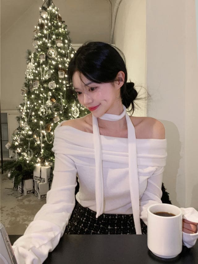 Breezy Off Shoulder Scarf Set 