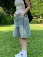【慵懶風】Balloon Denim Half Pants
