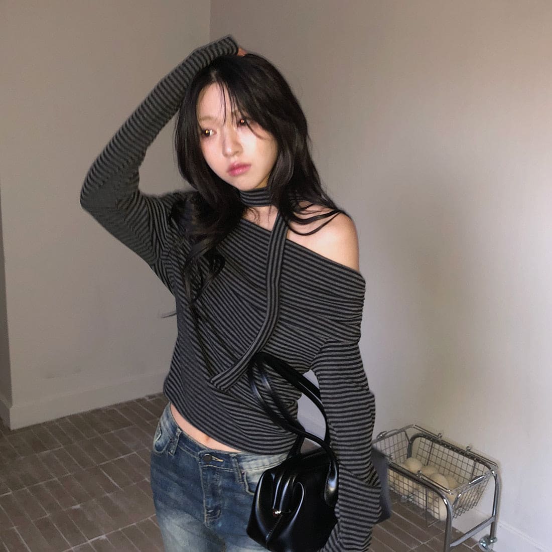 【🗝️Date Essential】Stripe Off Shoulder Set 