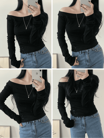 Waist-Gathered Off-Shoulder Top