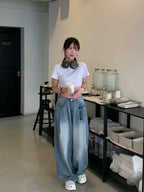 [Summer Fabric] Fresh Pintuck Wide Denim