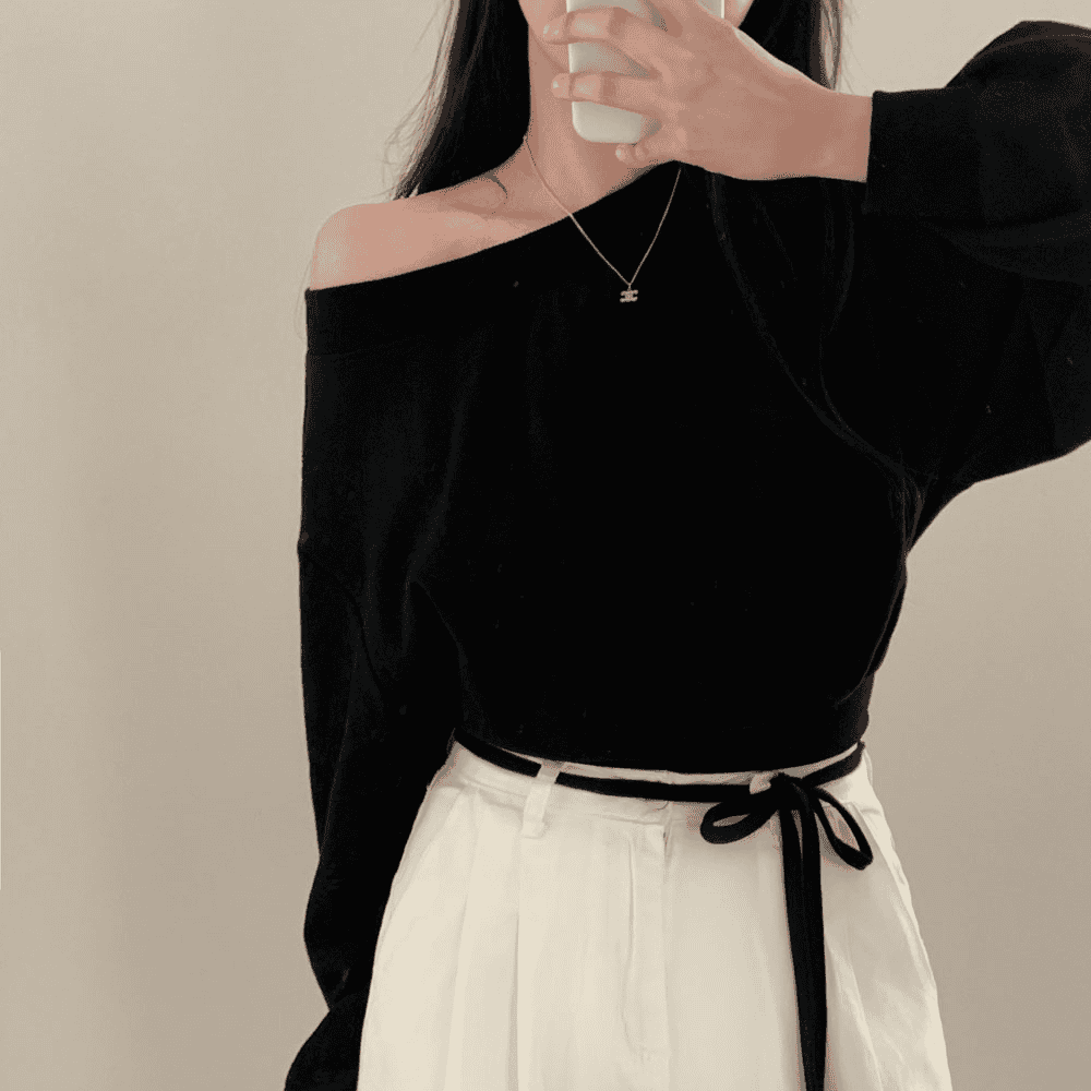 【型格休閒】Off Shoulder Sweatshirt Scarf Set