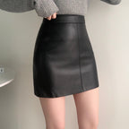 Simple and versatile soft leather skirt 