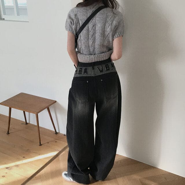 【🖤彎刀褲】Heaven Patch Wide Jeans