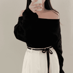 【型格休閒】Off Shoulder Sweatshirt Scarf Set