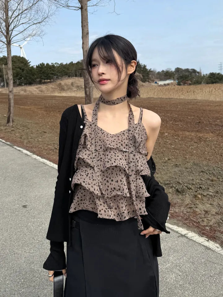 【🤎Summer Charm】Leopard Frill Set 