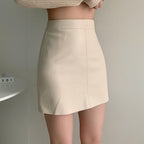 Simple and versatile soft leather skirt 