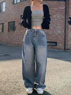 [Lazy Style] Pintuck Balloon Wide Denim