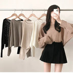 Orders surge! Basic loose-fitting knit long-sleeved shirt
