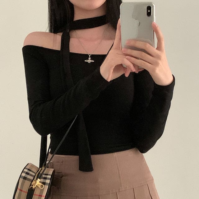 Tie Strap Off Shoulder Set 