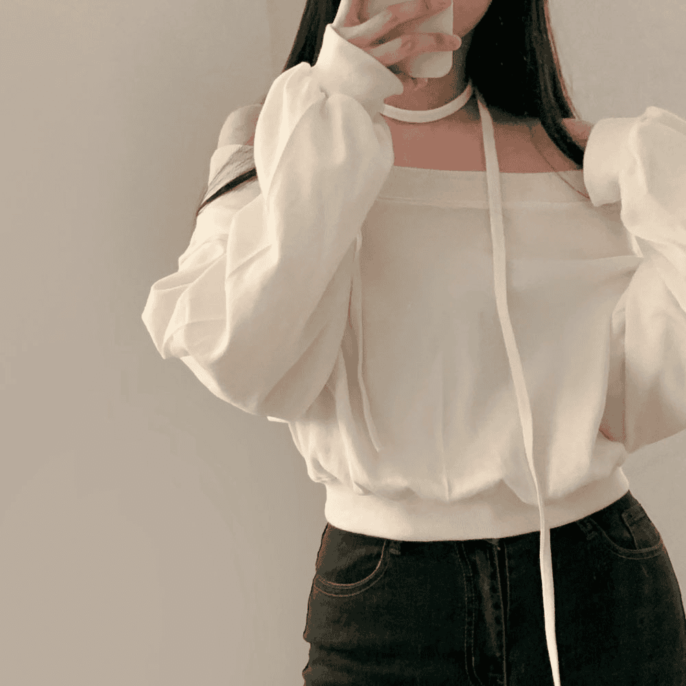 【型格休閒】Off Shoulder Sweatshirt Scarf Set