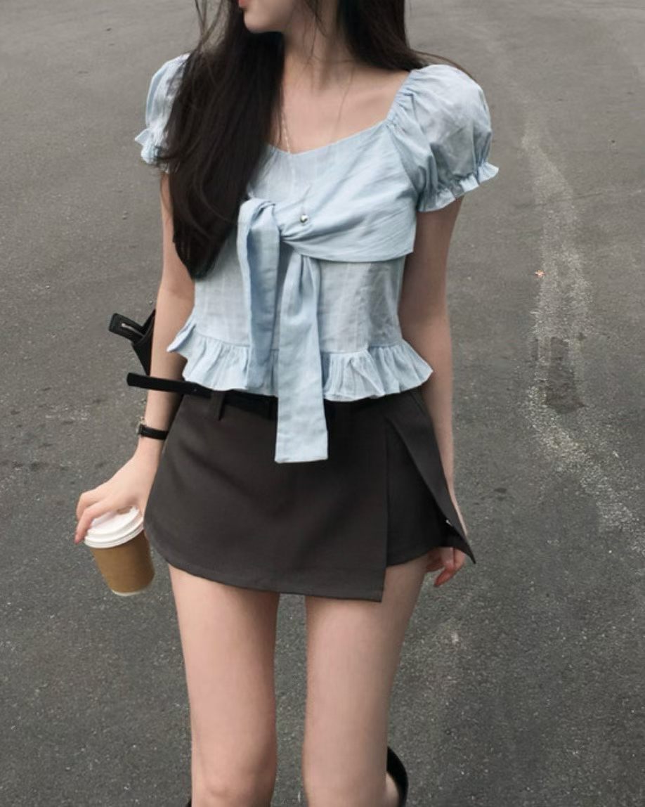 【夏日芭蕾風】Ribbon Puff Blouse