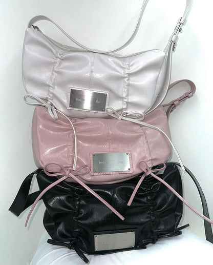 HALF SHIRRING RIBBON ROUND BAG