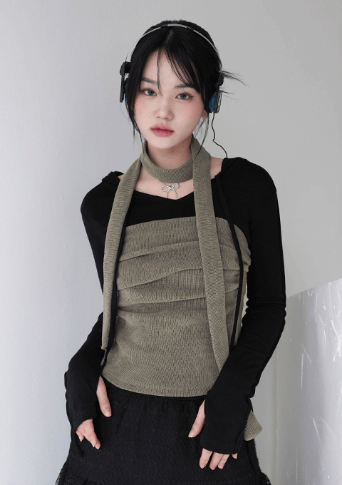 【y2k vibe】Serenity Scarf Top Set