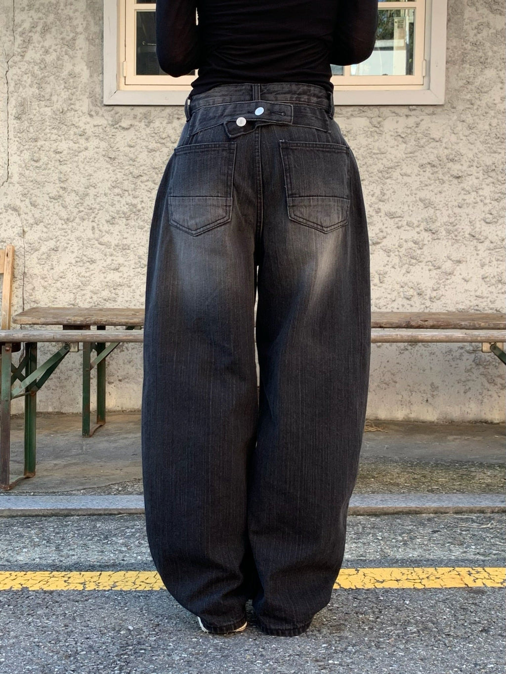 【🖤y2k vibe】Back Wide Jeans