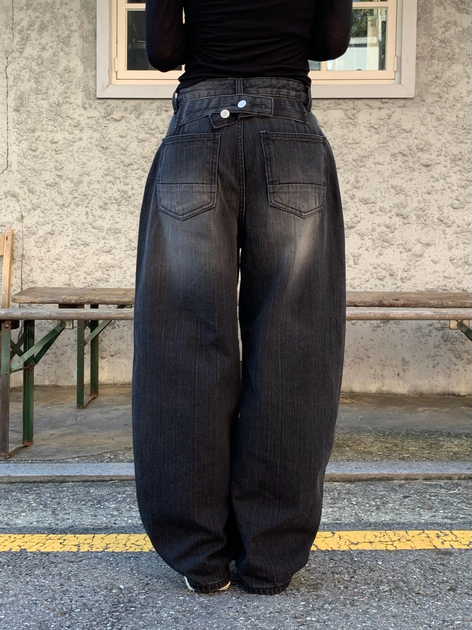 【🖤y2k vibe】Back Wide Jeans