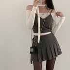 Tie Strap Off Shoulder Set 