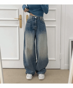 [Lazy Style] Pintuck Balloon Wide Denim