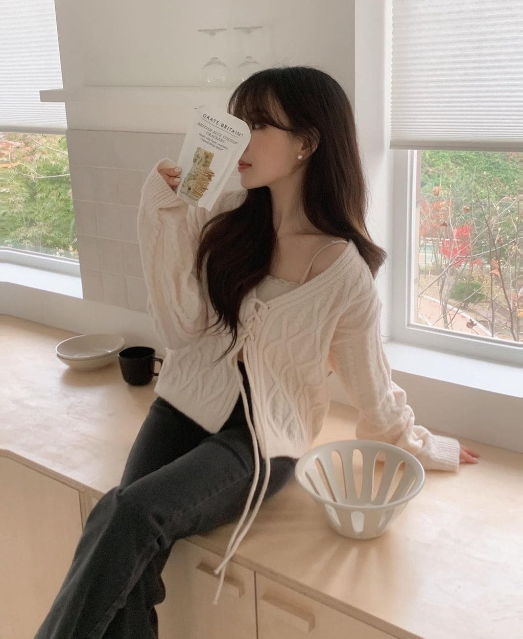 Palette Eyelet Ribbon Cardigan