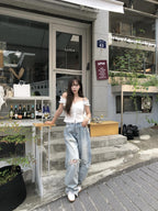 【OOTJ】Damaged Washing Wide Denim