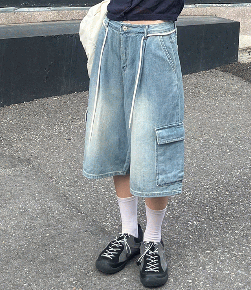 【y2k vibe】Cargo Wide Half Pants