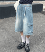 【y2k vibe】Cargo Wide Half Pants