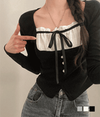 【🖤流行Y2K】Ribbon Slit Top