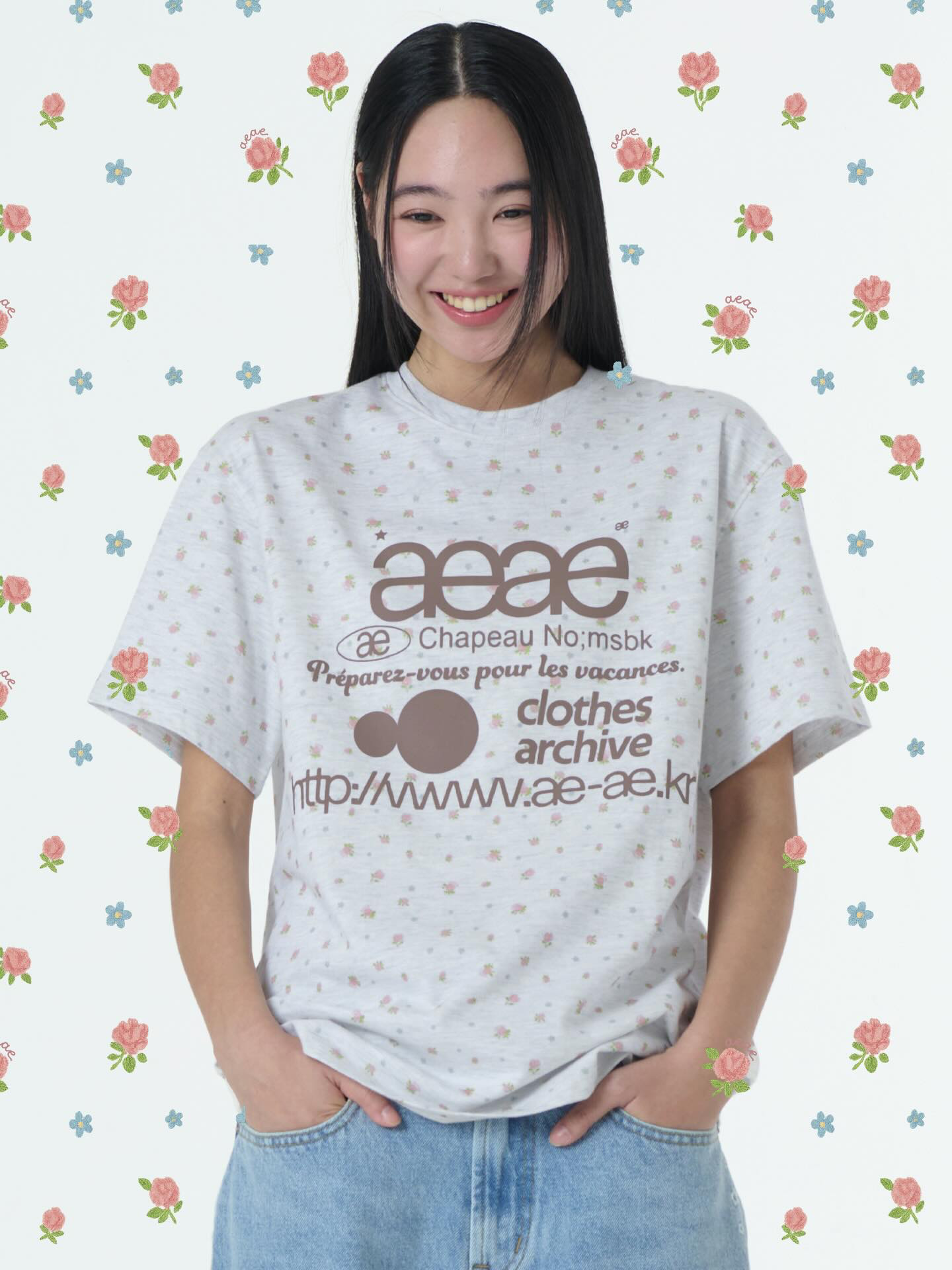 aeae - WEB LOGO FLOWER T-SHIRTS