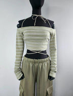 【🩶韓風小性感】Ribbon Strap Off Shoulder Top