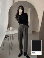 Korean-style MADE! Soft, fitted, brushed fleece turtleneck tee