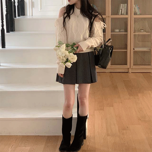 Thick pleated skirt for autumn and winter