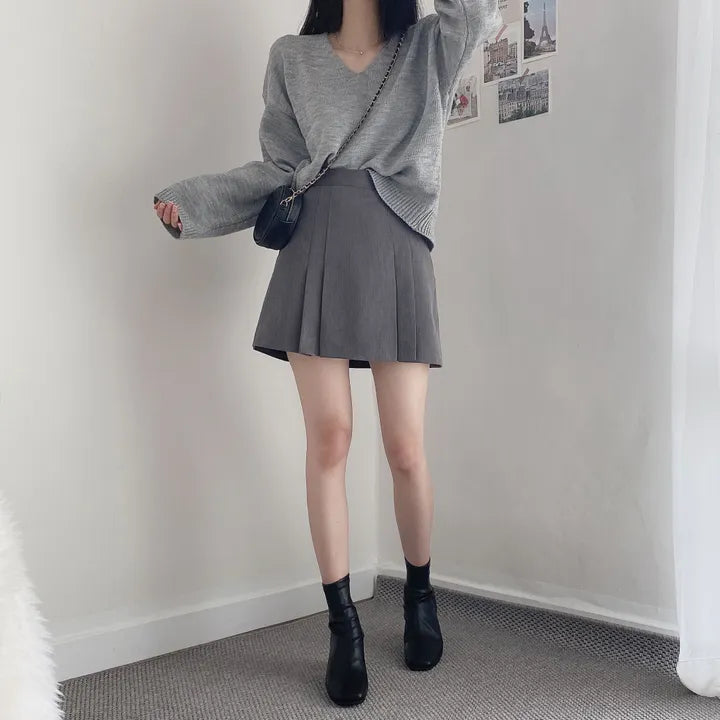 Preppy style pleated skirt and pants