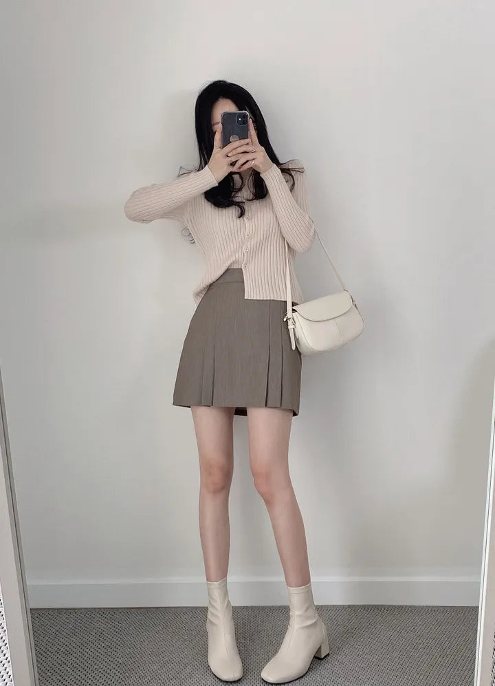 Preppy style pleated skirt and pants