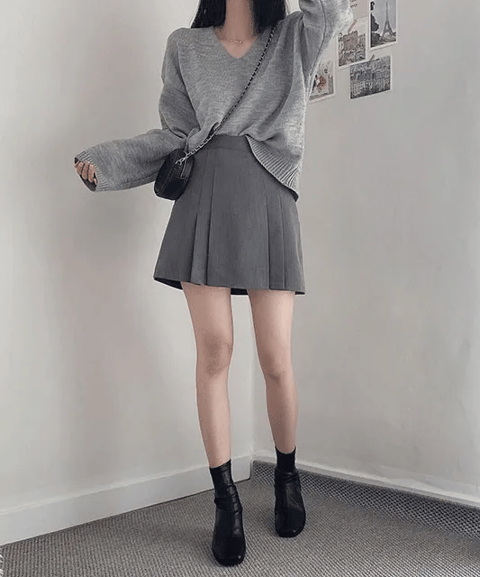 學院風百摺裙褲