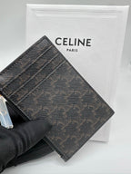 (In Stock) Celine TRIOMPHE Canvas and Lambskin Zipper Card Holder