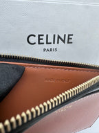 (In Stock) Celine TRIOMPHE Canvas and Lambskin Zipper Card Holder