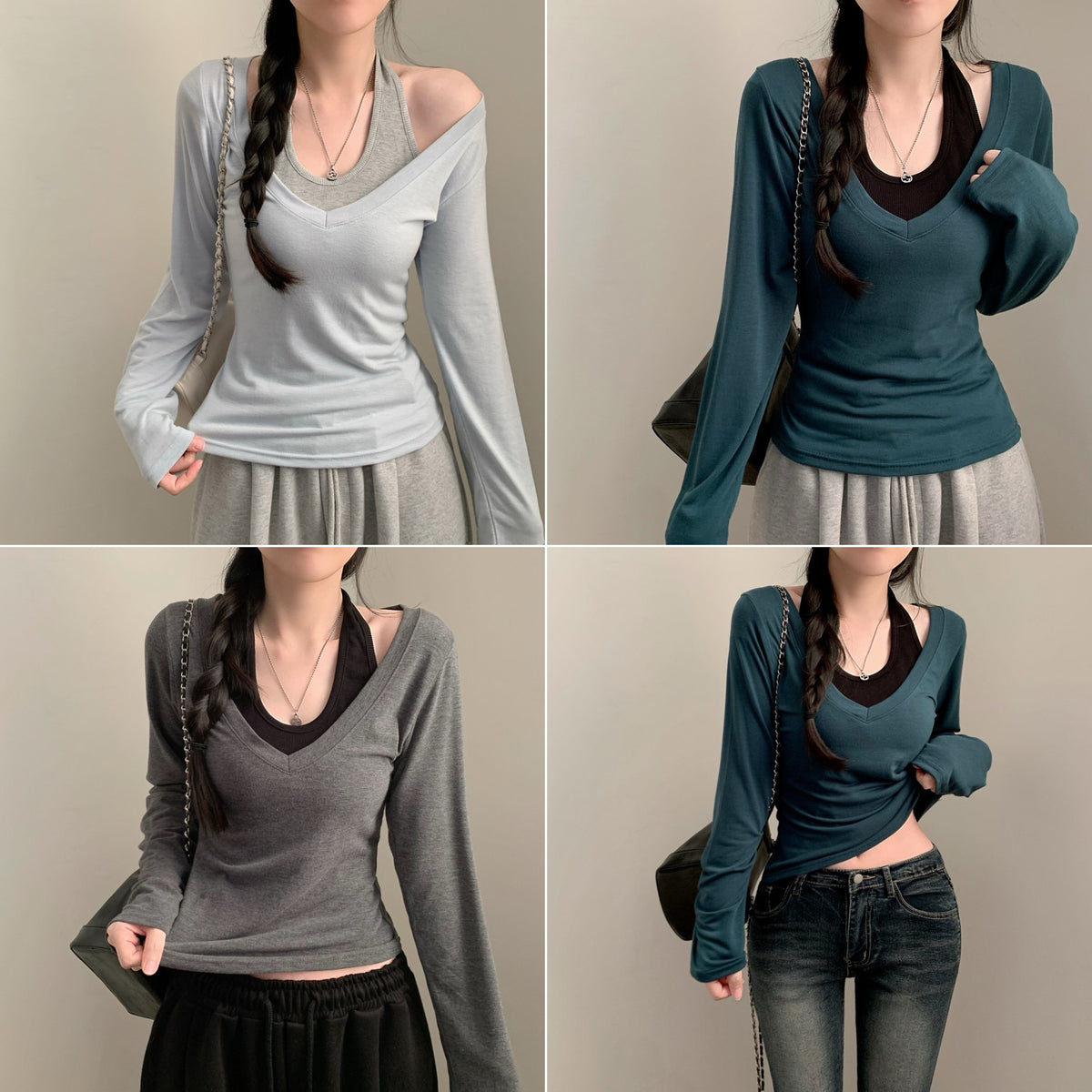 【韓式約會感】Halter V Neck T-shirts