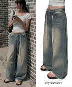 【y2k vibe】String Balloon Wide Jeans