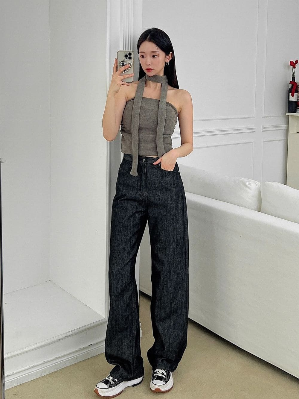 【y2k vibe】Serenity Scarf Top Set