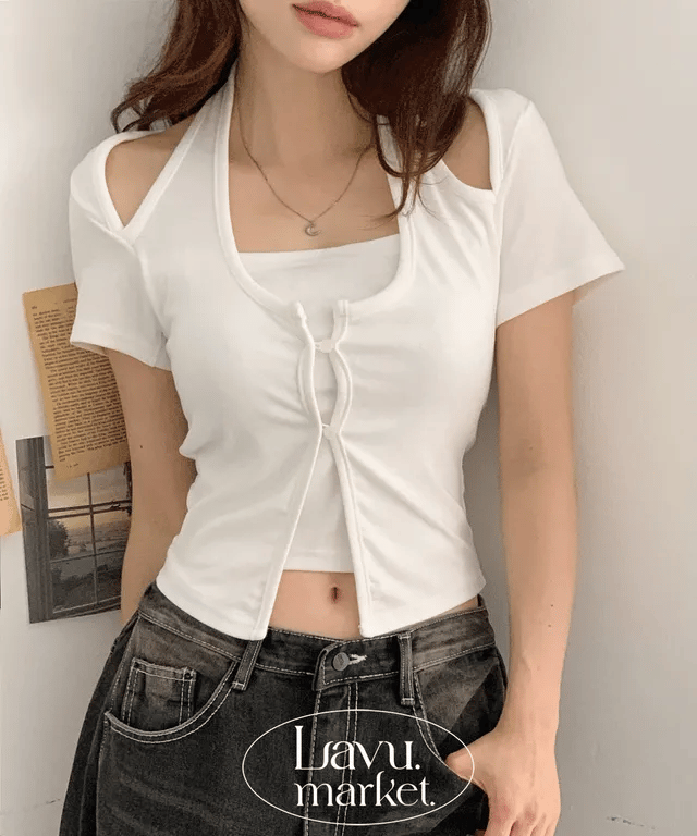 【復古甜辣】Button Halter Top