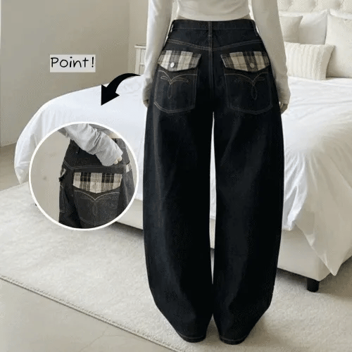 【彎刀神褲】Check Stitch Jeans