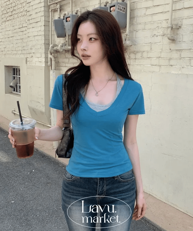 Halter Layered V-Neck Tee