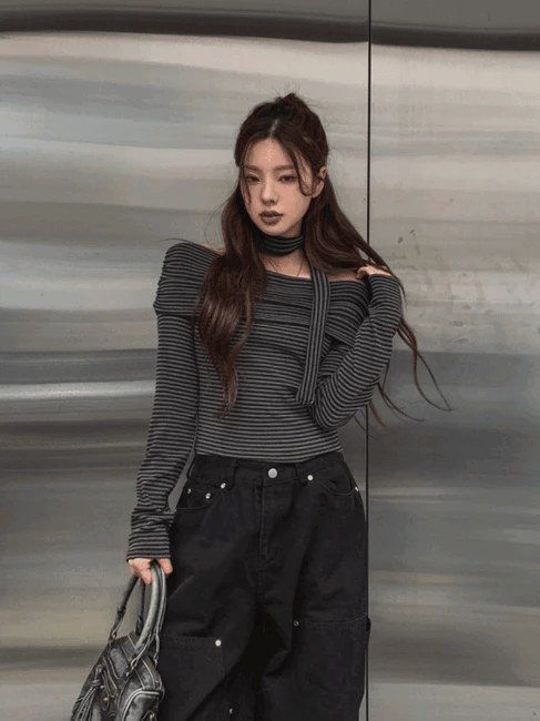 【🗝️約會必備】Stripe Off Shoulder Set