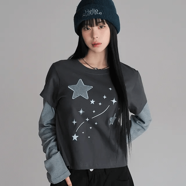 【層疊穿搭】Layered Star Patch Tee